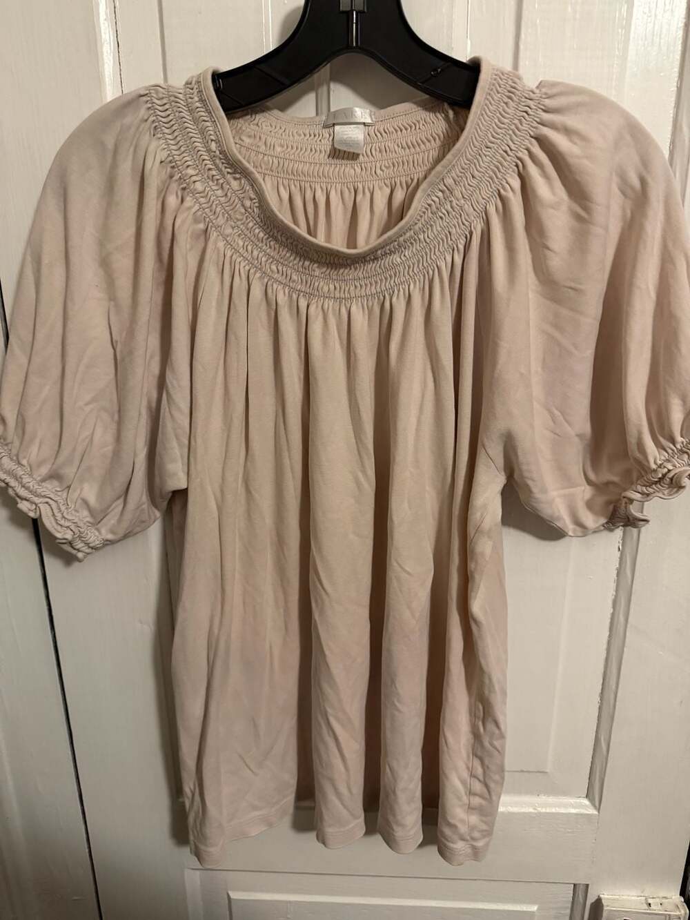 Lake Pima Smocked Puff Sleeve Top Petal Pink Size Medium